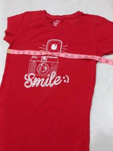 Red 'Smile' Graphic T-shirt