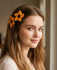 Sunflower Hair Clips - Crochet
