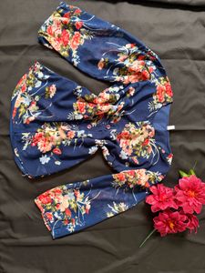 Blue Floral Print Top
