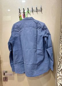 Men's Blue Casual Button-Up Baggy Shirt