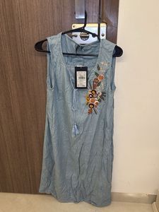Embroidered Sleeveless Mini Dress
