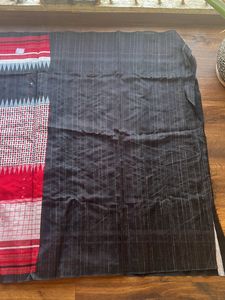 BLACK RED &amp; WHITE COTTON SAREE