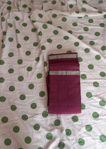 Elegant Magenta Saree with Silver Stripes