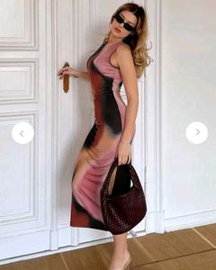 Abstract Print Sleeveless Maxi Dress (xs)