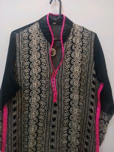 Black Sheer Kurta With Embroidery