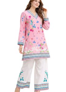 Vibrant Floral Pink Kurta Set