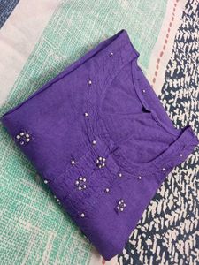 Vibrant Purple Embroidered short kurti
