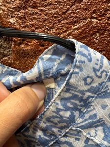 Boho Blue &amp; White Print Sleeveless Tunic