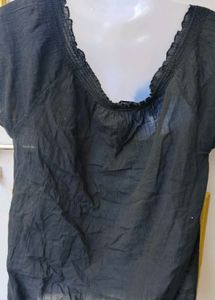 Boho Black Embroidered Top