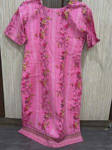 Beautiful Pink Floral Kurta with Dupatta