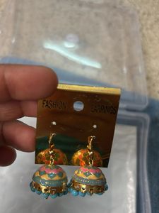 Pretty Boho powder blue Jhumka Earrings