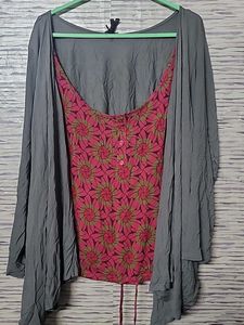Stylish Floral Top with Grey Shrug