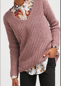 Sale - Cozy V-Neck Waffle Knit Sweater