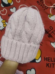 Cute Pink Knit Beanie Hat