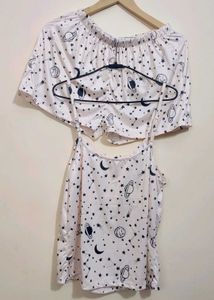 Cream Space Print Co-Ords Set 34 Bust