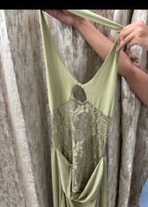 Elegant Halter Neck Lace Detail Maxi Dress
