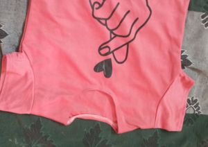 Coral Graphic Hand Print T-Shirt
