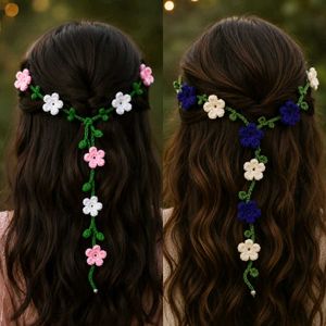 Boho Crochet Flower Hair Garland
