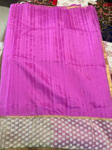 Elegant Pink Saree with Golden Border