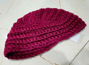 Handmade Knit Beanie - Raspberry