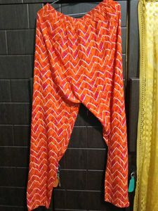 Vibrant Orange Chevron Print Kurta