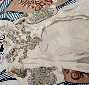 Indo Western Lehnga Only One Time Wear Heavy Hand Work