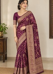 Elegant Purple Banarasi Silk Saree
