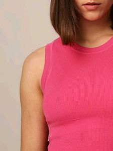 Zara Coral Cropped Sleeveless Top