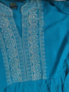 Teal Kurta with Gold Embroidery