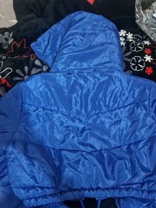 Blue Puffer Jacket with Letter