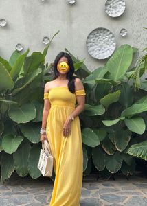 Flowy Yellow Off-the-Shoulder Maxi Dress