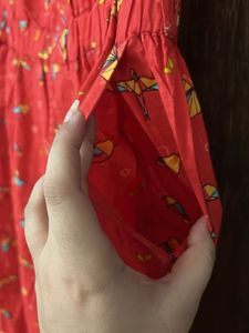 Red Printed Jumpsuit with Ruffles