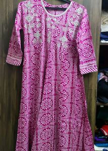 Excellent Rani Pink Cotton Anarkali
