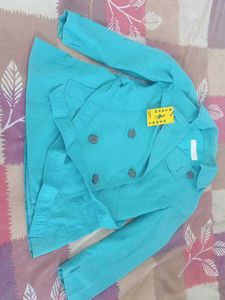 Chic Teal Double-Breasted Blazer