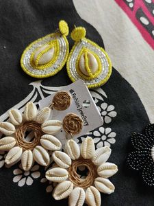 Boho Chic Shell &amp; Beaded Earrings Set