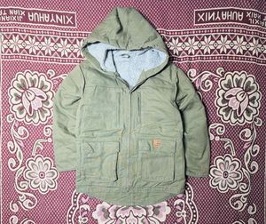 Men's Khaki Sherpa Lined Hooded Jacket