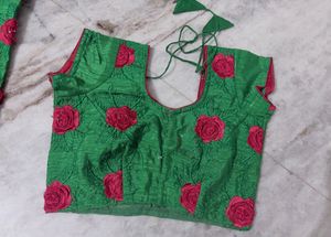 Green Floral Lehenga Choli Set