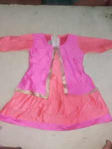 Pink & Orange Ethnic Dress baby frock