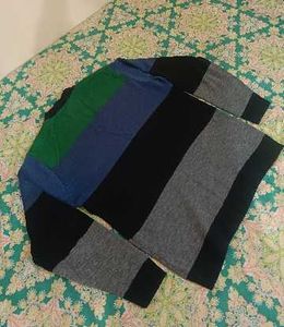 Striped V-Neck Knit Sweater