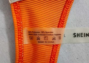 Vibrant Orange Ribbed Bikini Top