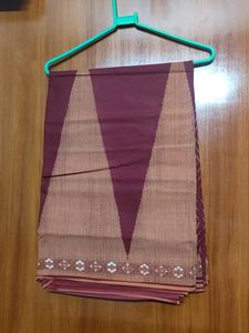 Elegant Maroon Saree with Chevron Pattern