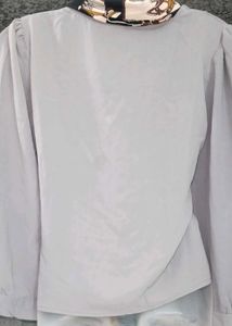 Vintage Horse Print Neck Tie Blouse