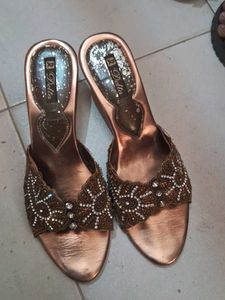 Elegant Beaded Rose Gold Heels