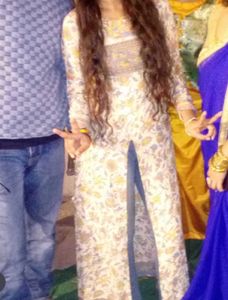 Floral Print Long Sleeve Kurta with front slit