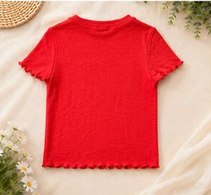 Ribbed Lettuce Hem T-Shirt