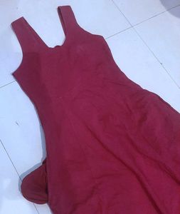 🍷 Elegant Wine-Tone Handcrafted Rare Dress Women