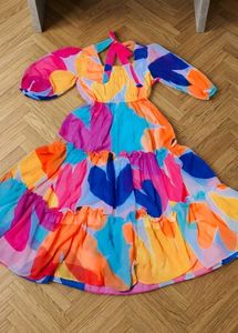 Colorful Abstract Print Midi Dress