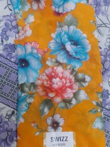 New flowers Saree with blouse (Never Used)