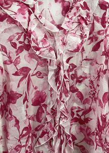 Chic Floral Print Ruffle Blouse