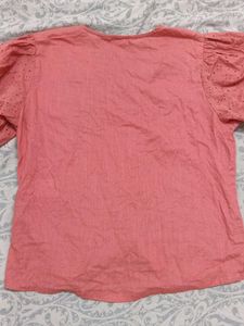 Cute Pink Broderie Anglaise Puff Sleeve Top